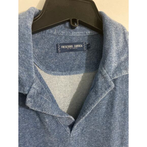 Frescobol Carioca polo men’s size L blue terry cloth cotton linen stretch - Picture 2 of 5